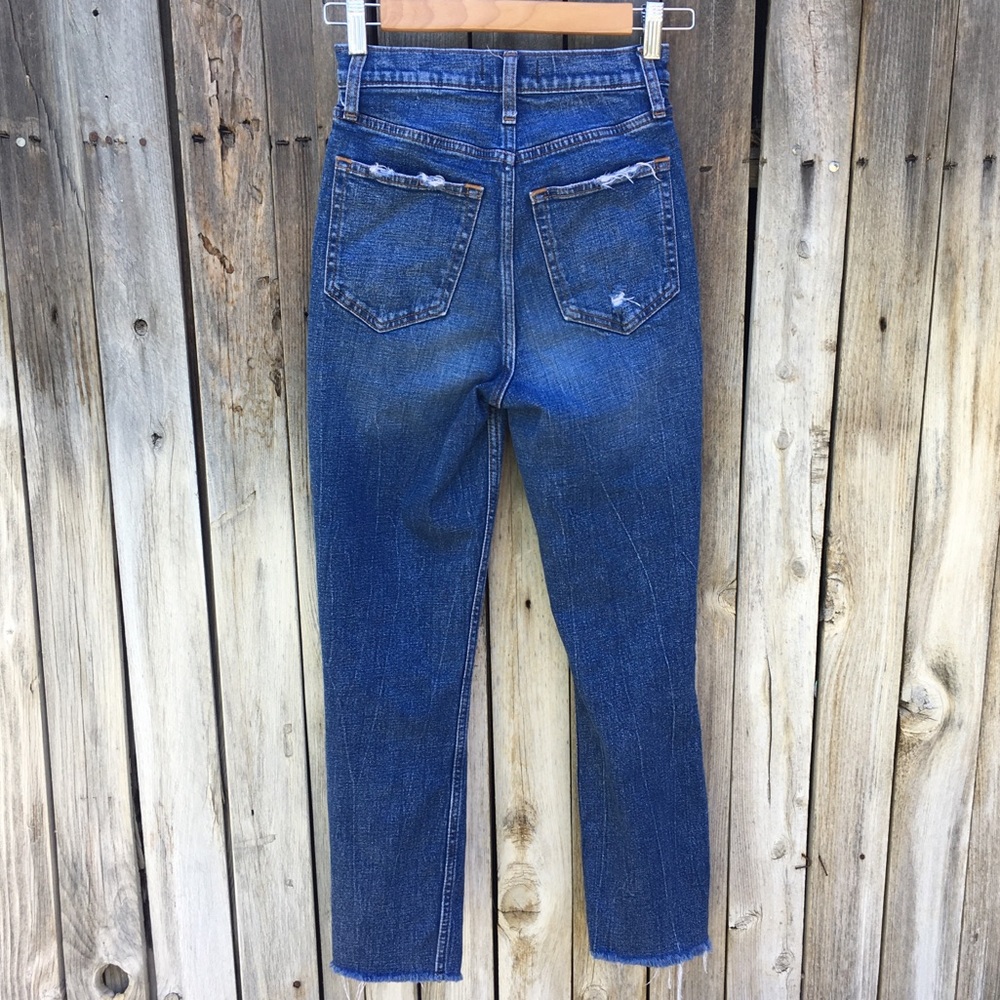 Abercrombie & Fitch Ultra High Rise Mom Jean Distressed Blue 00 - Picture 9 of 16